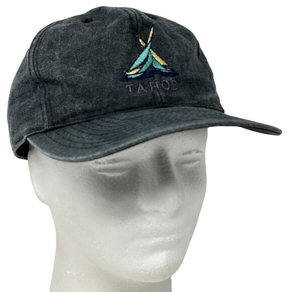 Vintage Lake Tahoe Hat Baseball Cap California Nevada Sailing Boat Snapback Gray - Picture 9 of 9